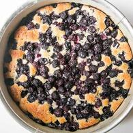 Light and fluffy cake with blueberries baked into it